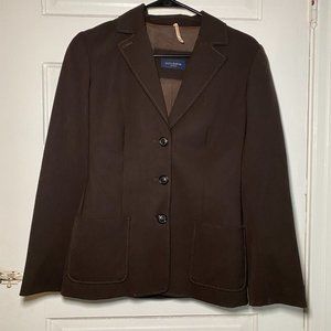 Piazza Sempione Blazer 40 XS Wool Stretch Button Front Suit Blazer Jacket Brown